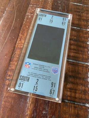 1991 Super Bowl XXV Buffalo Bills, New York Giants, Official NFL Hologram Ticket In Protective Case