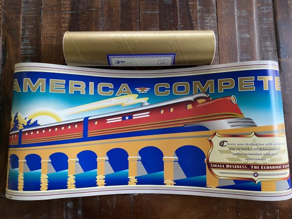 AT&T Eaton Express - "AMERICA COMPETE!" - Small Business Ltd Train POSTER PRINT in Original Mailer Tube