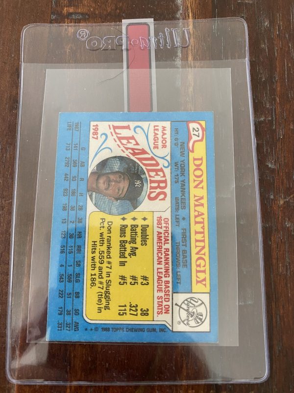 Don Mattingly, Topps Mini Leaders Baseball Card 1988 #27