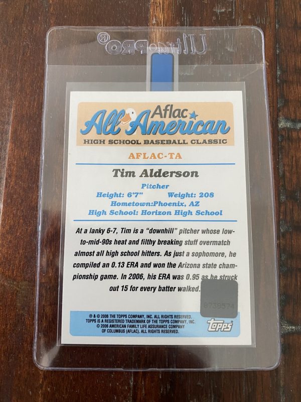 Tim Alderson, Autograph, AFLAC All American, Topps Bowman