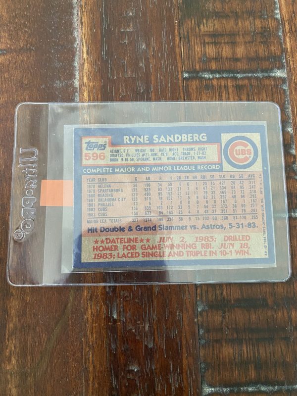 Ryne Sandberg, Chicago Cubs, Topps Baseball Card #596