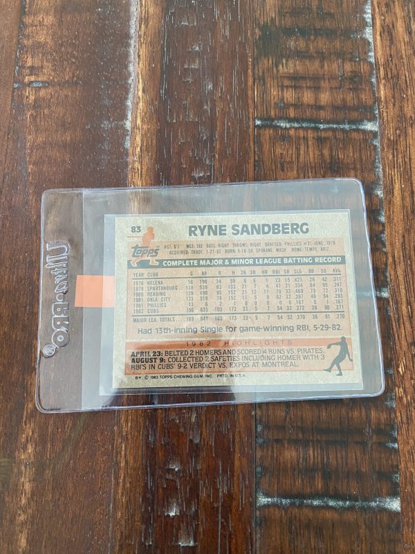 Ryne Sandberg, Chicago Cubs, Topps Baseball Card #83