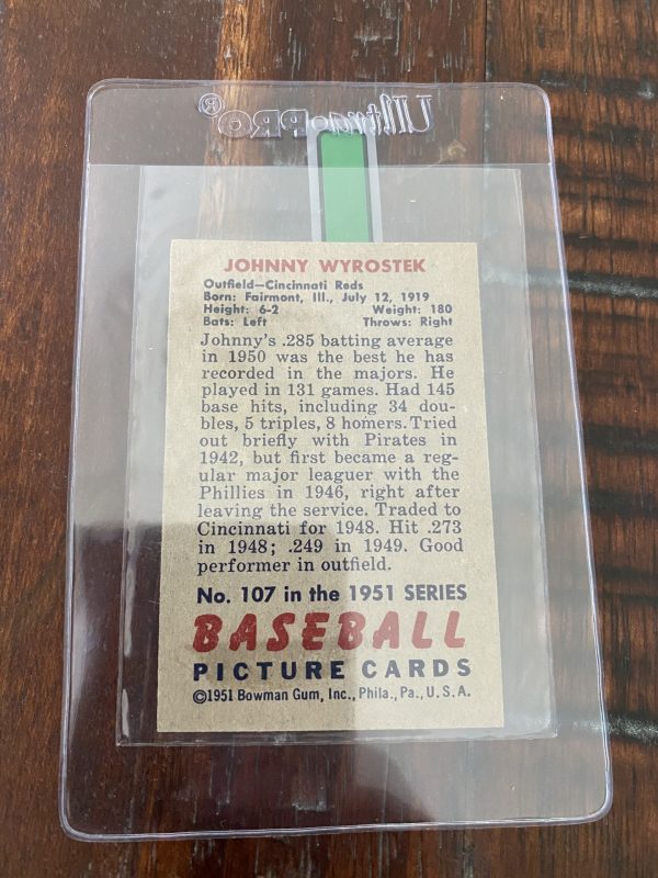 Johnny Wyrostek, Cincinnati Reds, Bowman Gum 1951 #107