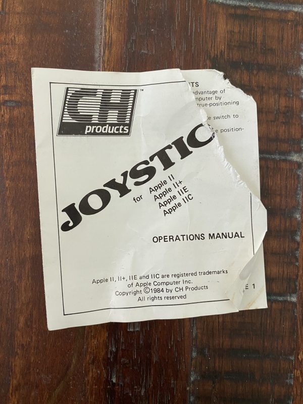 1984 CH Products Joystick Manual (ripped) for Apple II, II+, IIe and Iic